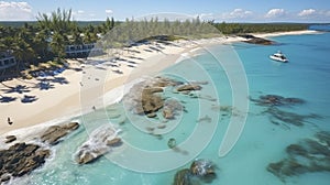 Bird\'s-Eye Beauty - Caribbean Beach Panorama. Generative AI