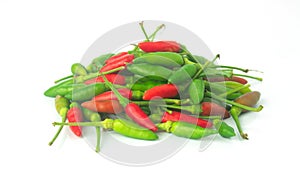 Bird`s eye chilies isolated on white background