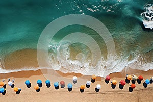 A bird's-eye view of a beautiful beach, epitomizing the summer vacation