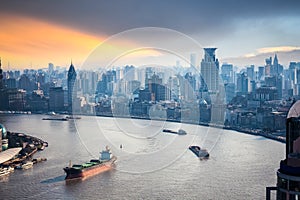 A bird's eye view of beautiful huangpu river