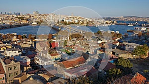 Bird\'s eye view of the Bosphorus and part of the Fatih district in Istanbul.