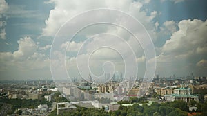 A bird's-eye view of the center of Moscow from the window of a high building