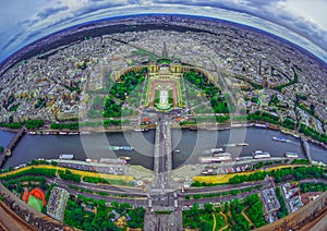 Bird's eye view of the city of Paris ,France