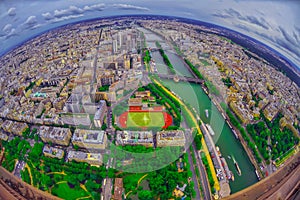 Bird's eye view of the city of Paris ,France