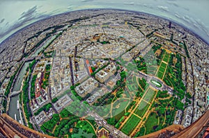 Bird's eye view of the city of Paris ,France