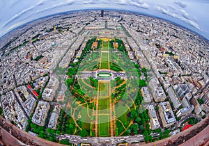 Bird's eye view of the city of Paris ,France