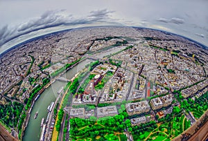 Bird's eye view of the city of Paris ,France