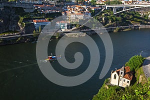 Bird`s-eye view of the Douro river in Porto