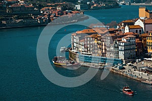 Bird`s-eye view Douro river of Porto