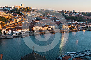 Bird& x27;s-eye view of Douro river, Porto