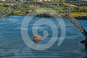 Bird`s-eye view of Douro river, Porto, Portugal. Travel.