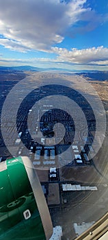 Bird's eye view of Las Vegas from flight