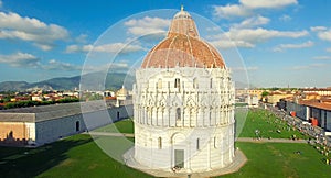 Bird's eye view of Miracle Square in Pisa, Italy