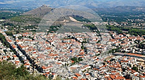 Bird's-eye view of Nafplion, a greek town at Peloponnese peninsula