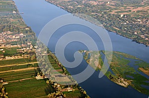 Bird's eye view of the Nile river in Egypt