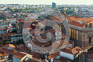 Bird`s-eye view old downtown of Porto