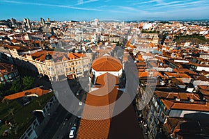 Bird`s-eye view old downtown of Porto