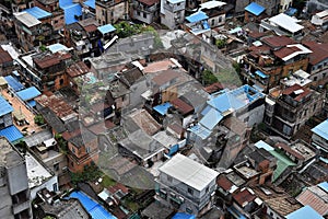 Bird`s eye view of old part Canton City Centre, nowadays a modern metropole in Guangdong province in China.