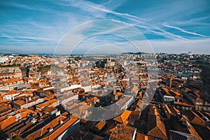 Bird`s-eye view of old Porto downtown, Portugal. Architecture.