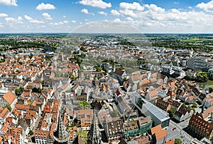 Bird's eye view over Ulm, shot from the tower of the minster