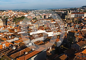 Bird`s-eye view of Porto old downtown.