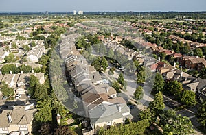 Bird`s Eye View of Residential Housing in a Suburban Environment