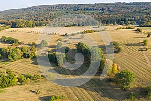 Bird`s eye view of the Taunus landscape in autumn