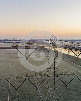 drone shot of transmision tower photo