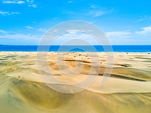 Bird's eyeshot of the scenic desert by the Atlantic ocean coast