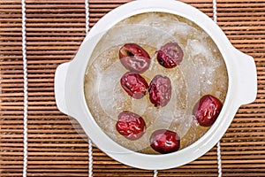 Bird's nest. Boiled bird's nest and red jujube. Chinese food style