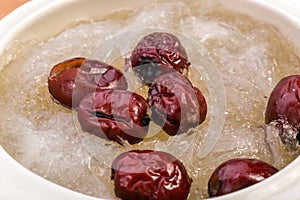 Bird's nest. Boiled bird's nest and red jujube. Chinese food style