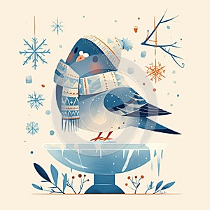 Bird\'s Winter Warmth, Adorable Charm!