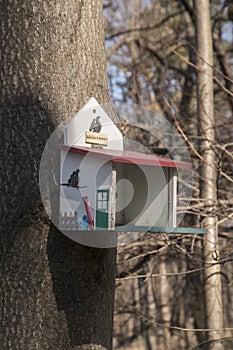 Bird shelter house on tree