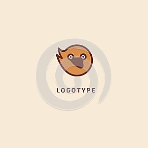Bird silhouette logo. Vector abstract minimalistic illustration flying fowl. Pigeon icon. Zoo, pet shop, farm, bird feather, wild photo