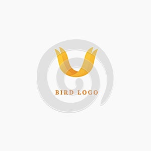 Bird silhouette logo. Vector abstract minimalistic illustration flying fowl. Pigeon icon. Zoo, pet shop, farm, bird feather, wild photo