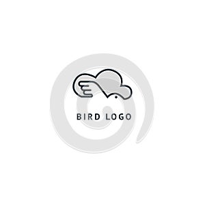 Bird silhouette logo. Vector abstract minimalistic illustration flying fowl. Pigeon icon. Zoo, pet shop, farm, bird feather, wild photo