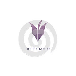 Bird silhouette logo. Vector abstract minimalistic illustration flying fowl. Pigeon icon. Zoo, pet shop, farm, bird feather, wild photo