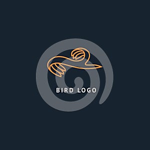 Bird silhouette logo. Vector abstract minimalistic illustration flying fowl. Pigeon icon. Zoo, pet shop, farm, bird feather, wild photo
