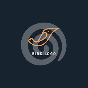 Bird silhouette logo. Vector abstract minimalistic illustration flying fowl. Pigeon icon. Zoo, pet shop, farm, bird feather, wild photo