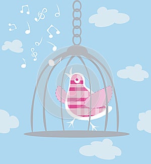 Bird singing in cage