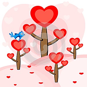 A bird sitting on the heart tree. .