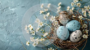 Bird Sitting in Nest With Eggs