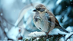 a bird in a snow