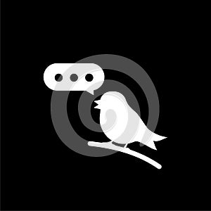 Bird with speech bubble icon isolated on dark background