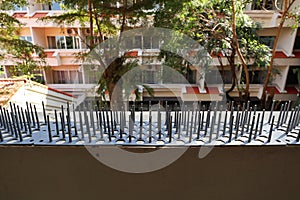 Bird Spikes Installed on Apartment Balcony