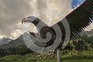 Bird Statue in Austrian Mountains