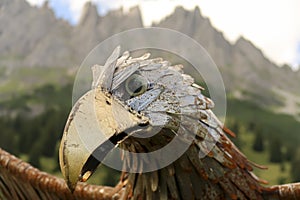Bird Statue in Austrian Mountains