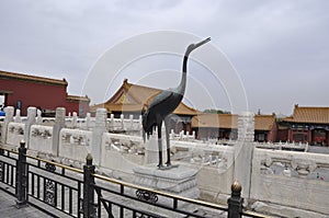 Bird Statue on the Imperial Palace terrace in the Forbidden City from Beijing in the Forbidden City from Beijing
