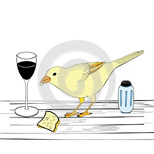 Bird on a table