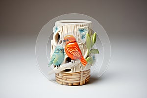 bird-themed ceramic tealight candle holder photo